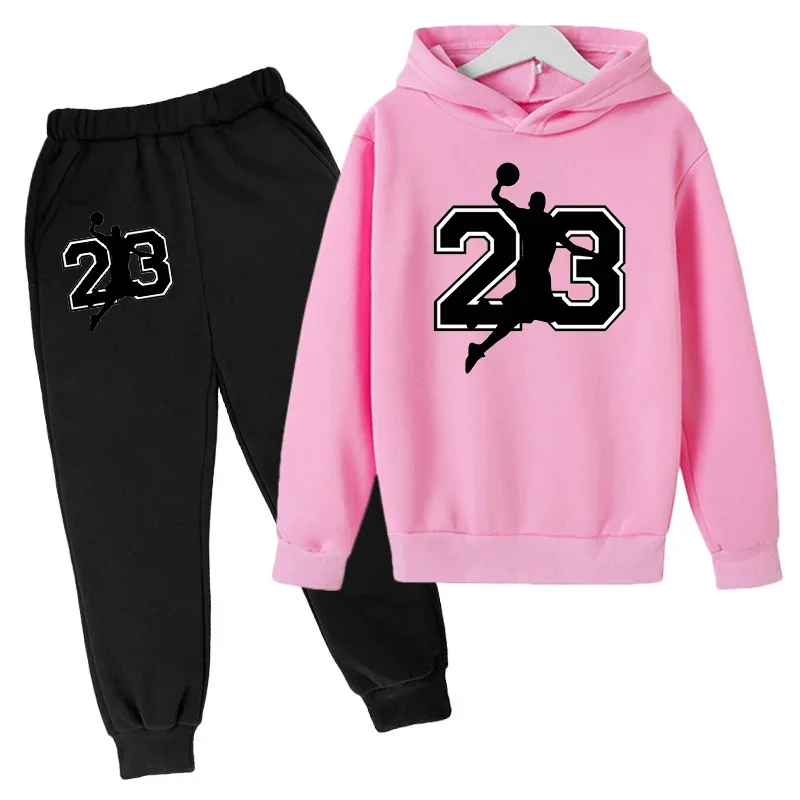 Ensemble sweat à capuche et pantalon de basket-ball pour enfants, pull de sport pour tout-petits, manteau imbibé, vêtements pour filles et garçons, printemps et automne, 3 à 12 ans