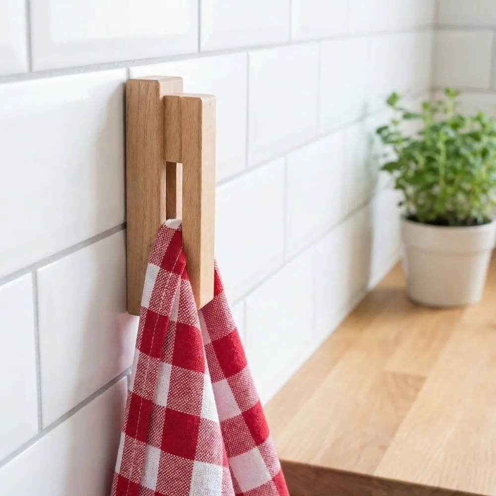 

Надежный крючок для полотенец из массива дерева без сверления, не оставляющий следов, с прочным клеевым креплением, для ванной и кухни