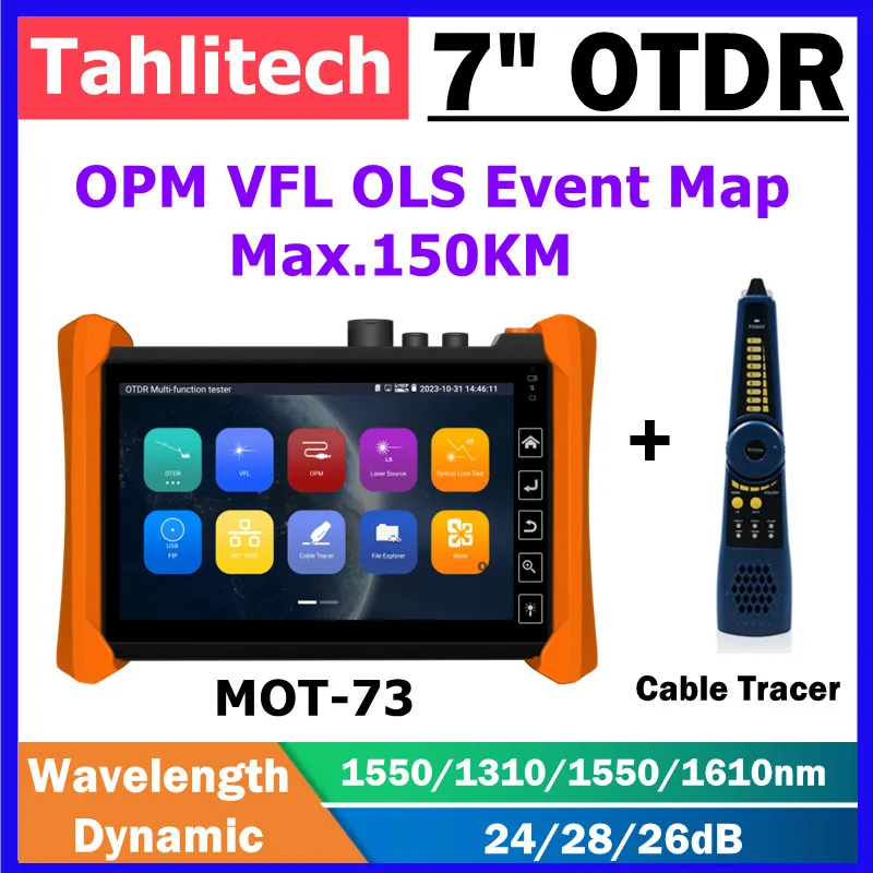 

Тестер OTDR Android 1310/1550/1610 нм 28/26/24 дБ оптоволоконный рефлектометр VFL OLS OPM карта событий тестер Ethernet-кабеля OTDR