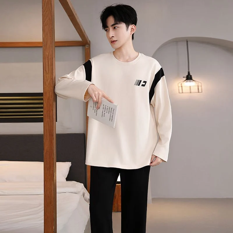 

Новинка 2023 года, осенние пижамные комплекты с длинными рукавами для мужчин, корейская свободная одежда для сна, костюм, мужская домашняя одежда, домашняя одежда Hombre, домашняя одежда