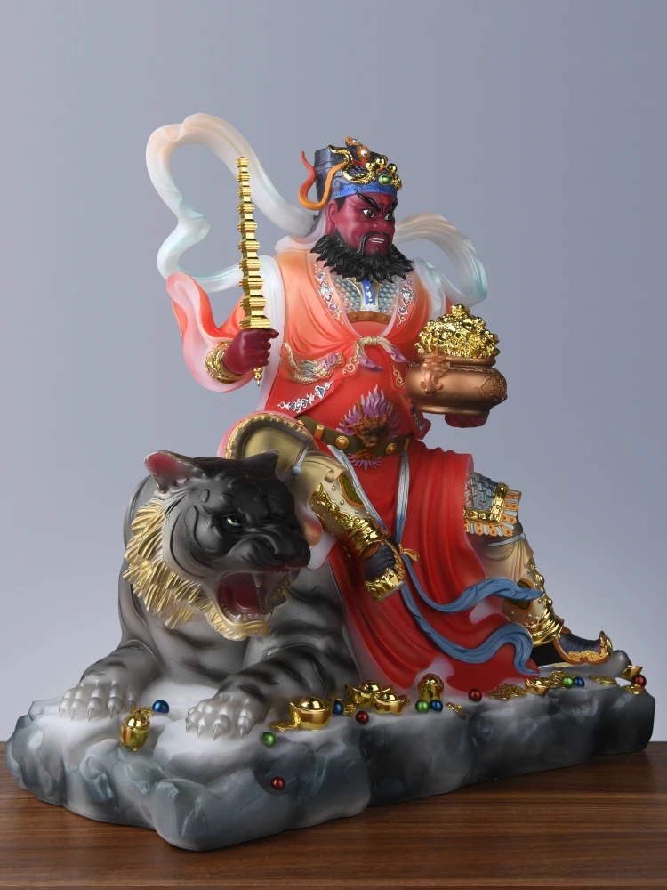 LTT white marble black face Xuantan Wu God of Wealth Marshal Zhao ornament to attract wealth and worship at home