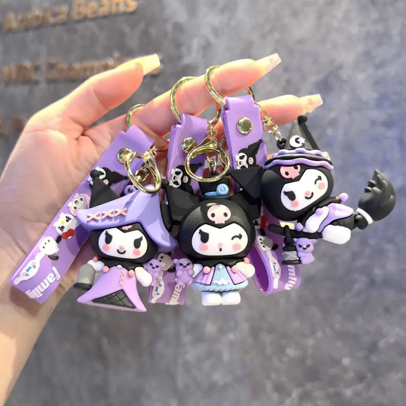 Cartoon Cute Gothic's PVC Key Chain Bag Pendant Doll Rebellious Kuromi Pendant Car Key Chain for Boys Girls Birthday Gifts