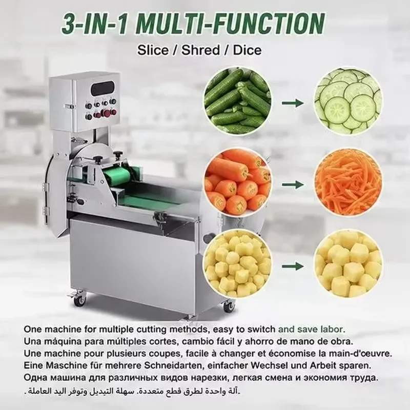 Multifunctional Vegetable Slicer Commercial Automatic Fruit and Vegetable Cutting Machine for Shredding Dicing Slicing