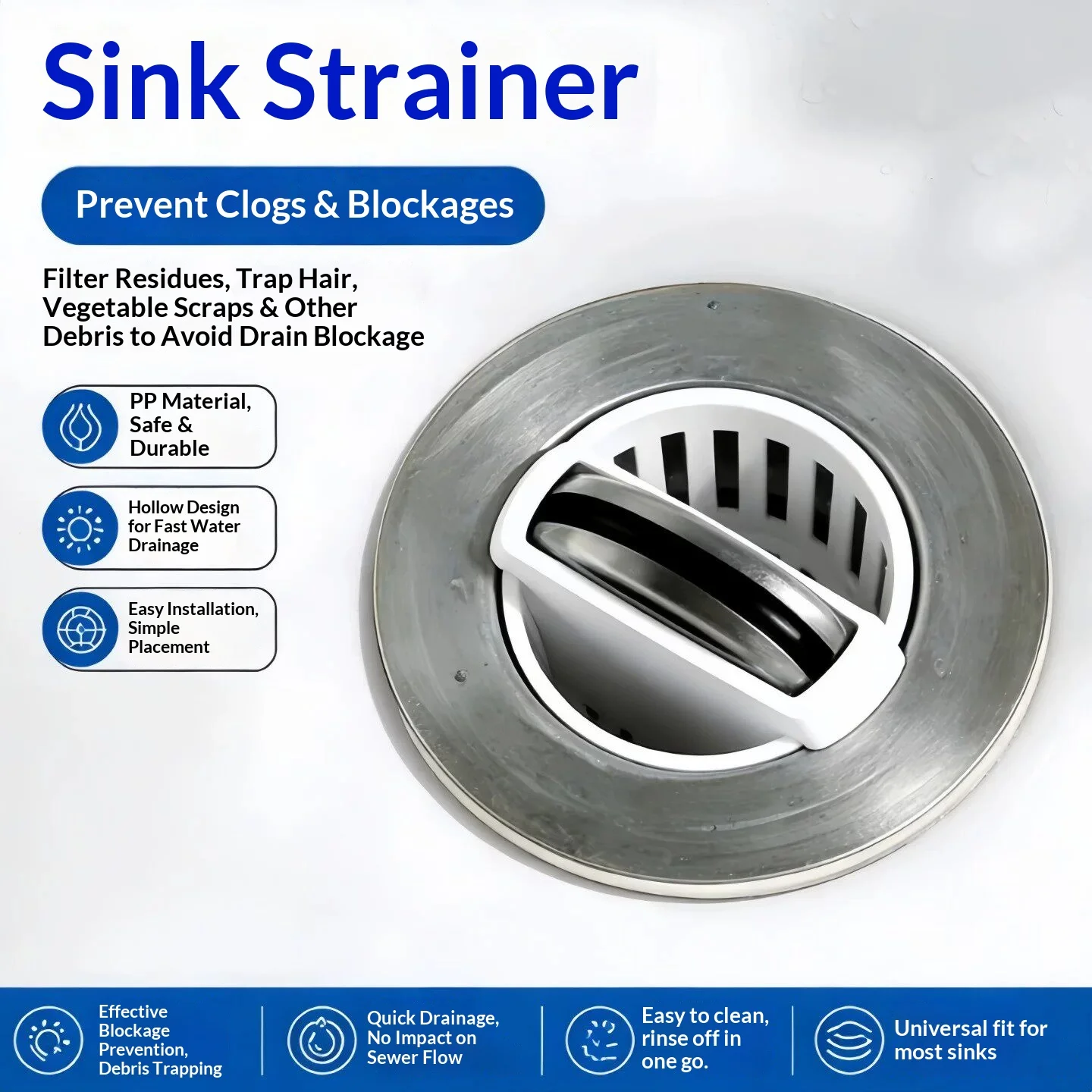 5Pcs Wash Basin Sink Filter Drain Hair Catcher Bathroom Sewer Drain Trap Anti-clog Sink Stopper