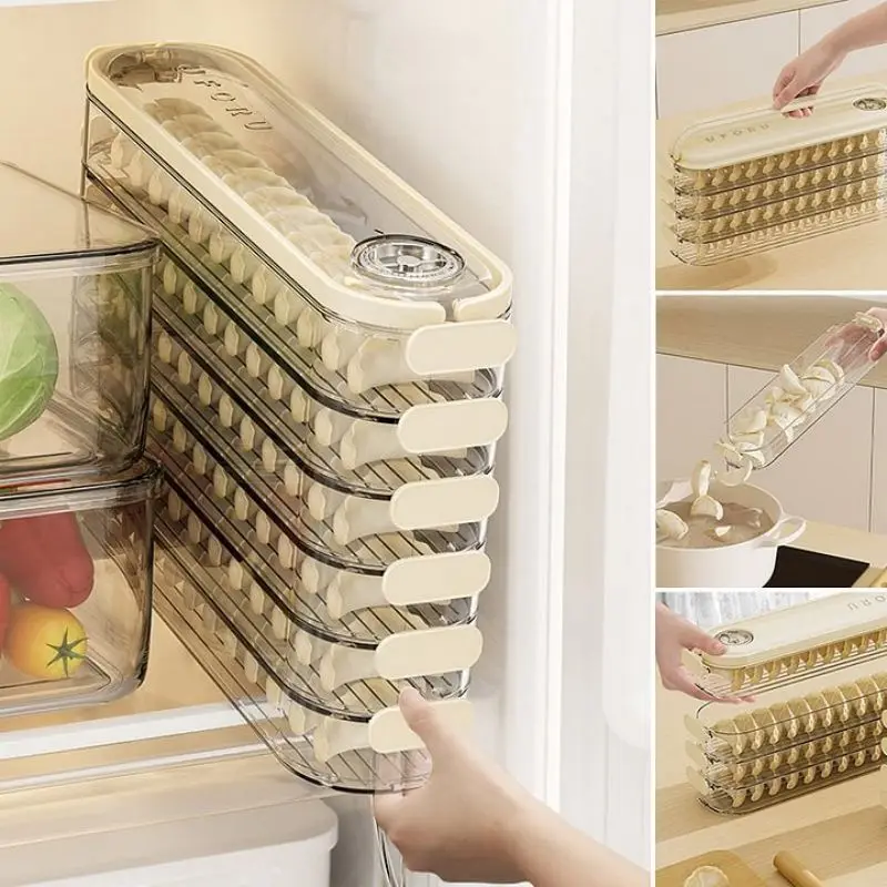 

Dumpling Storage Containers with Lids Non-Stick Bottom Crevice Dumpling Box Dumpling Storage Box Stackable Clear Dumpling Box