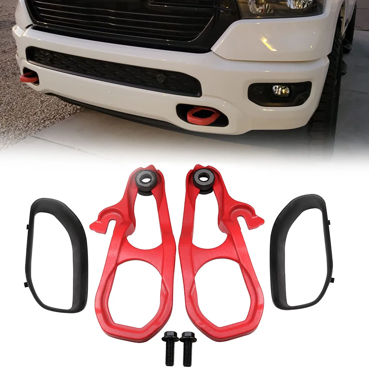 

Pickup Front Tow Hook Bumper Mount / Light Bezel For Dodge Ram 1500 2019--2024