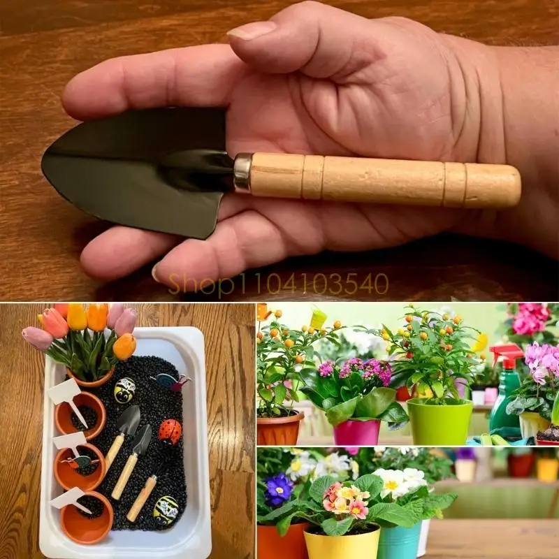 

02DC Handy Garden Tool Set 3pcs Shovel Rakes Trowel For Easy Small Plant Maintenance