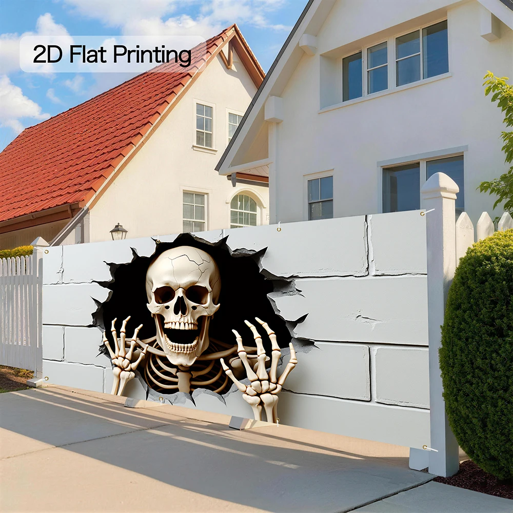 1pc Halloween Garage Door Decor Large 13x6FT Hanging Banner Outdoor/Indoor Backdrop for Spooky Party Wall & Holiday Decorations