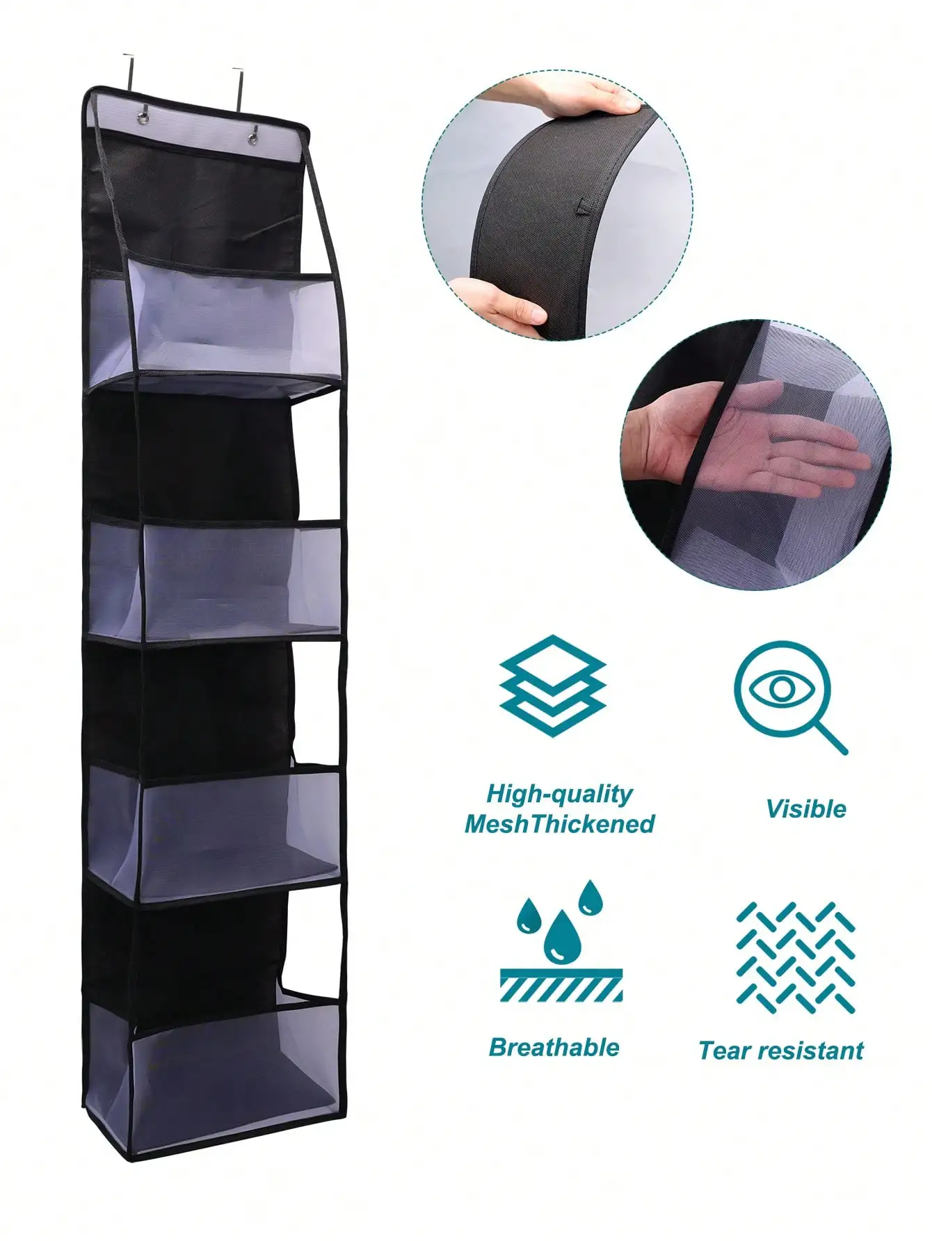 1 قطعة 4 طبقة فوق الباب منظم معلق ، منظم تخزين معلق على الحائط لمستحضرات التجميل ، حامل شبكي ذو سعة كبيرة مع شفاف #5