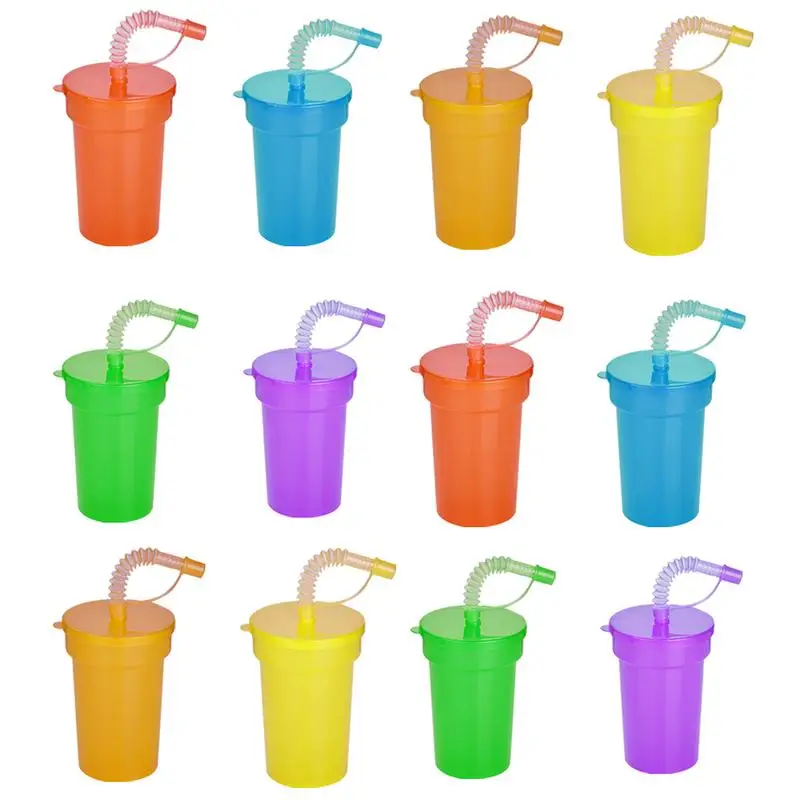 Vasos para beber con tapas y pajitas, vasos apilables para exteriores, tazas de agua portátiles reutilizables, aptas para lavavajillas