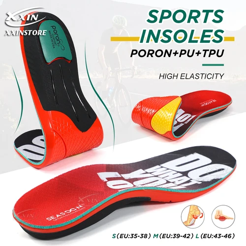 【Xxin】plantillas de calzado deportivo Poron + PU + malla + Gel zapato con absorción de impactos cojín de inserción almohadilla de protección del talón para zapatos