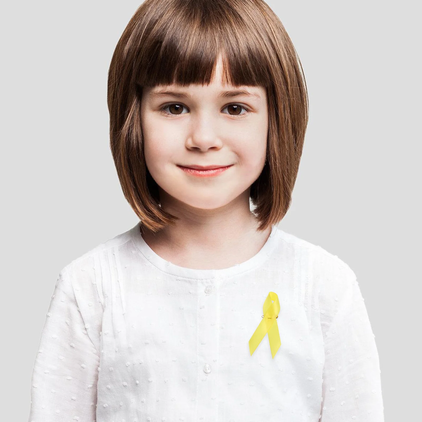 

100 Pcs Yellow Ribbon Lapel Pins Childhood Cancer Awareness Enamel Brooches Polyester Satin Ribbon Pins for All Cancers