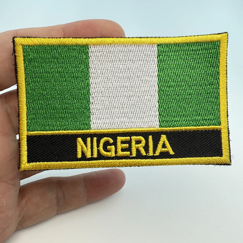 8*5cm Nigeria Rectangle Shape Iron-on Saw on Flag Patch Embroidered Saw on Badges Patches for Clothing