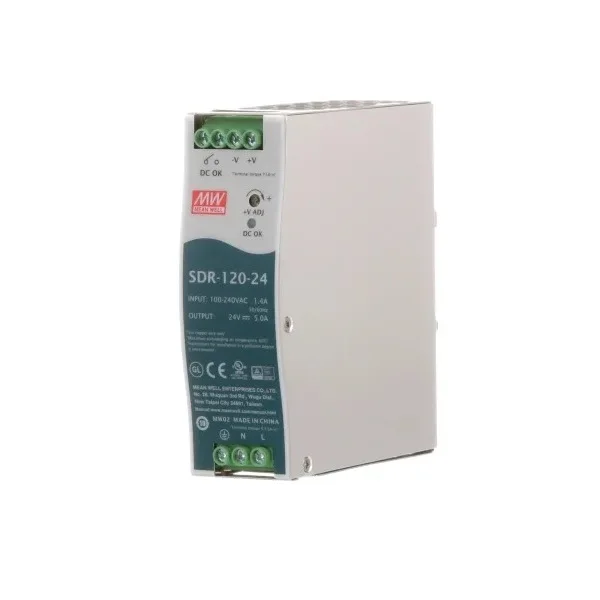 hot selling MEAN-WELL SDR-120-24 Power Supply AC-DC 24V 5A 100 to 264V Input Enclosed DIN Rail PFC 120W SDR Series Low Price