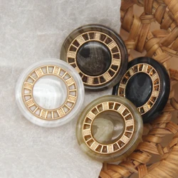 HENGC Round Resin Horn Metal Women Coat Buttons For Clothing Sweaters Blouse Handmade Large Decorative Accessories Wholesale