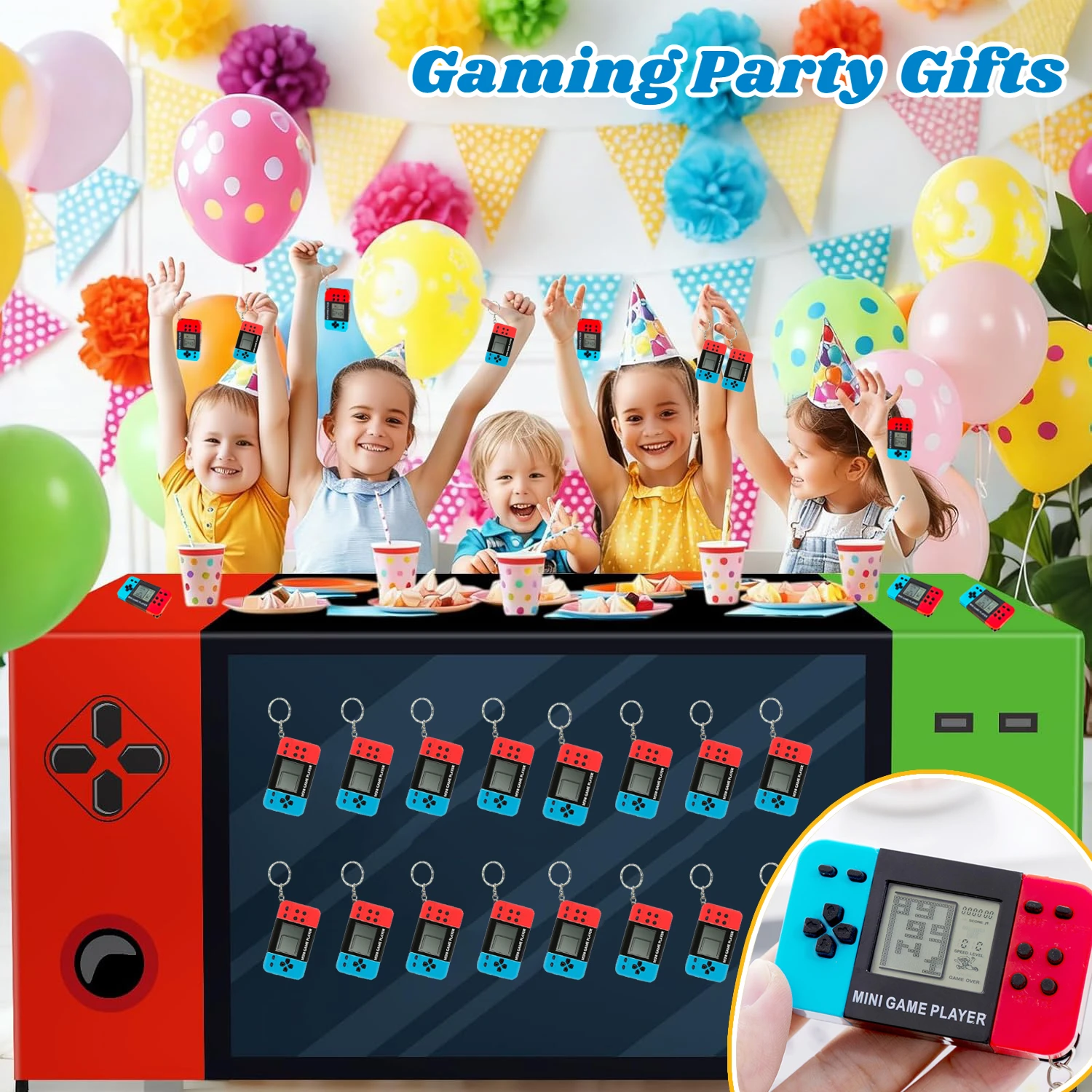 10-120pcs Kids Mini Handheld Game Arcade Video Game Party Favors Classic Nostalgic Tetris Birthday Party Games Console Keychain