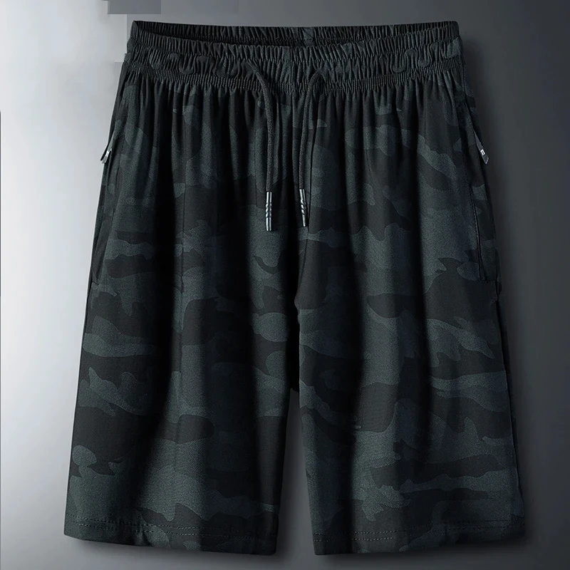 

Feilainiao Men's Ice Silk Camo Shorts Plus Size Loose Casual 5/9 Length Pants