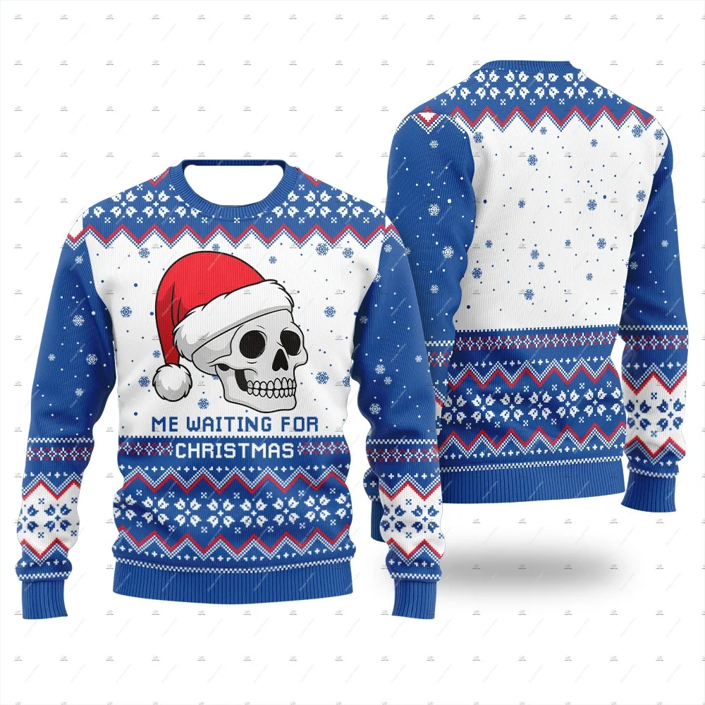 Christmas Cosplay Santa Claus Pet Anime Cartoon Skull Vintage Winter Ugly Sweater 3DPrint Harajuku Pullover Funny Long Sleeves
