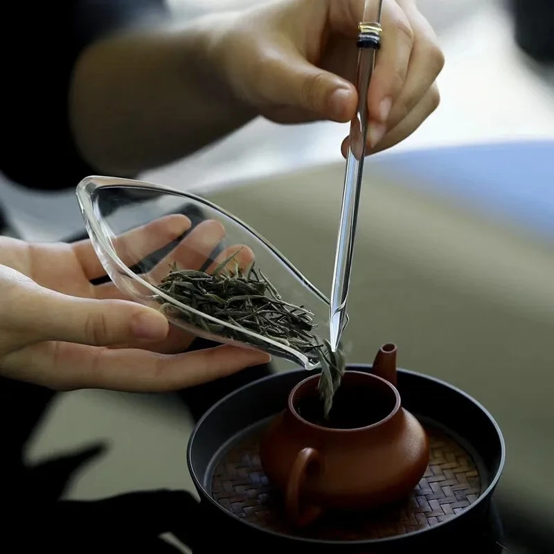 Handmade Glass Tea Scoop Aesthetic Tea Infuser Spoons Tea Leaf Container Shovel Chahe Household Awakening  Ladle Teaset Gift