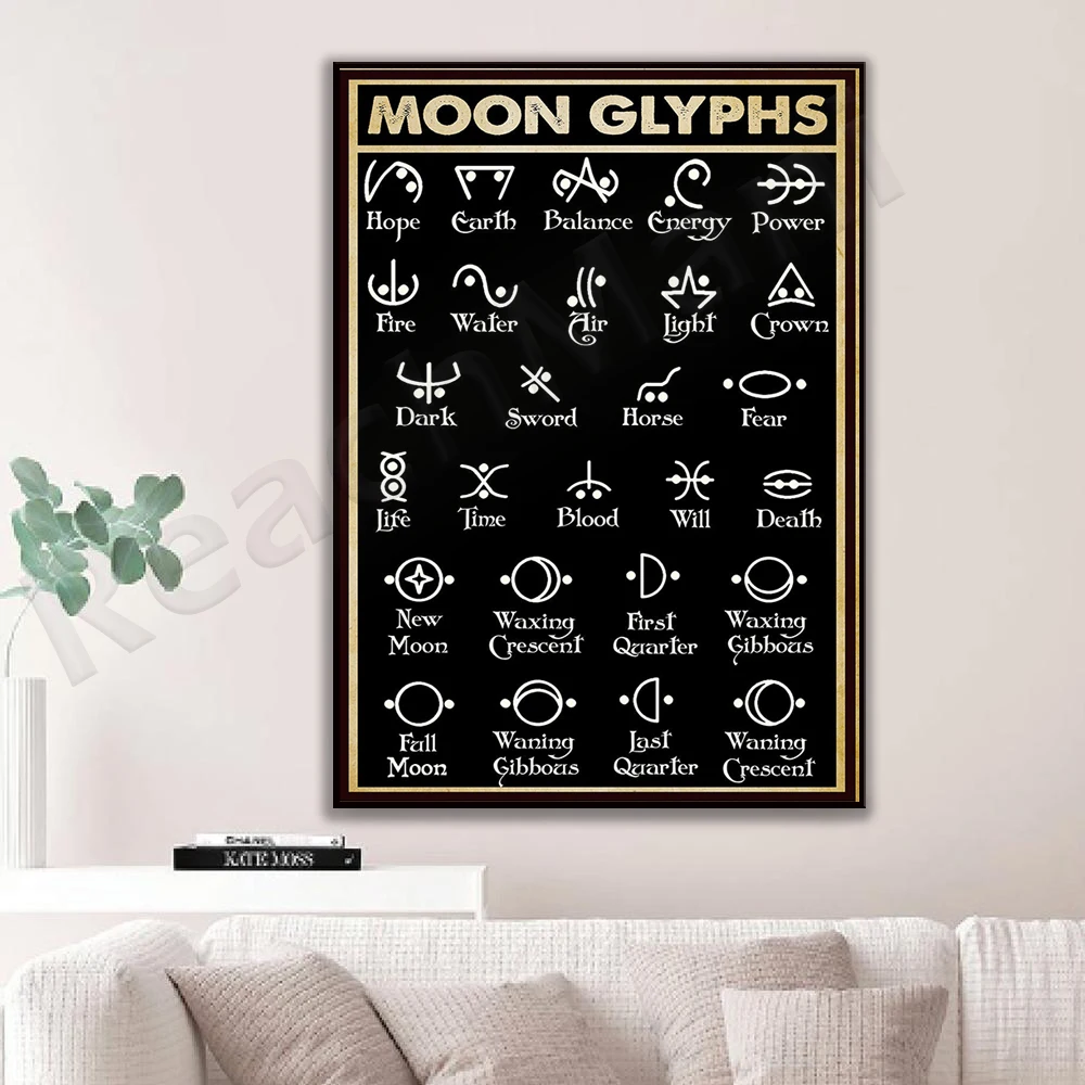 Vintage Moon Glyph Poster Abstract Wall Art Canvas Painting Nordic Poster and Printed Wall Pictures for Living Room Decor