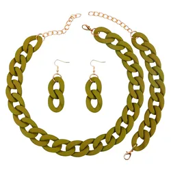 FishSheep New Acrylic Chain Necklace Jewelry for Women Resin Thick Link Chain Choker Necklace Earrings 2024 Fashion Accessories