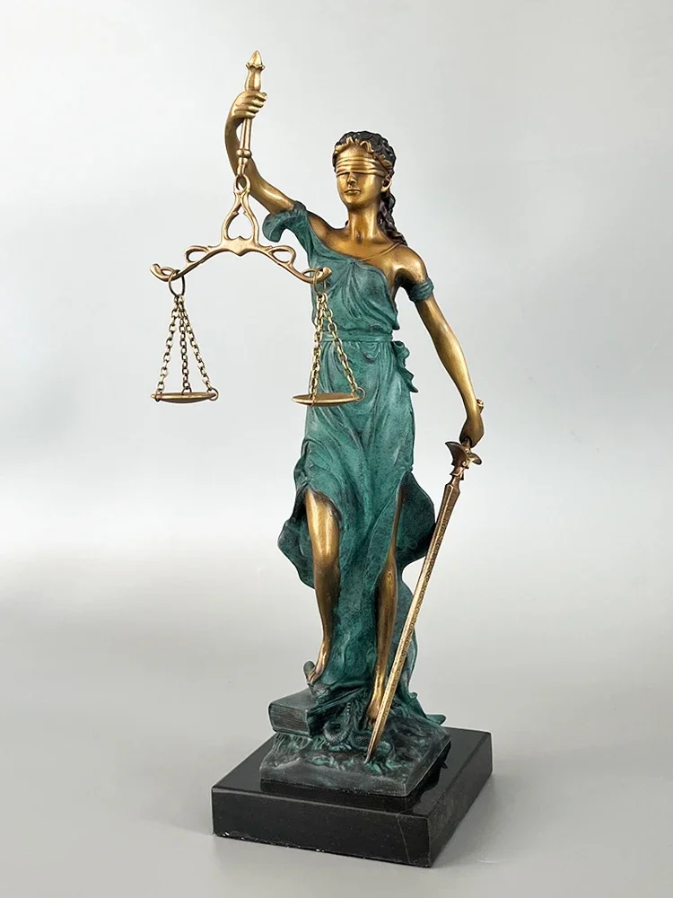 Statue of the Goddess of Justice and Fairness, Bronze Crafts, Decoration, Court Law Firm, Living Room Statue