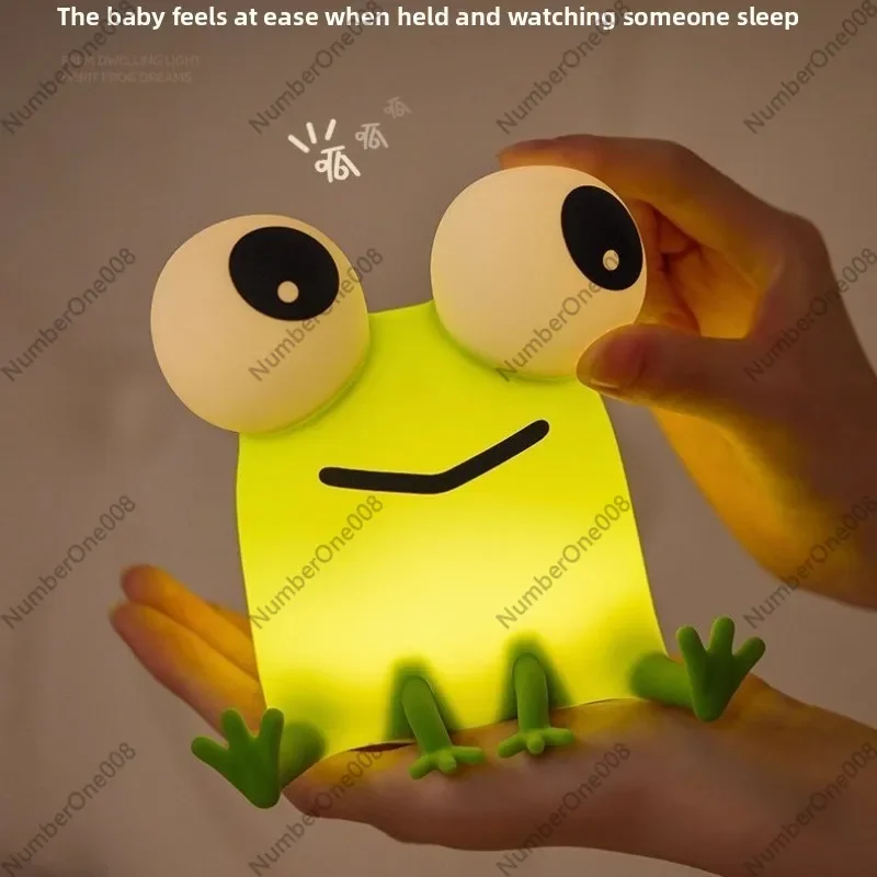 Frog Silicone Tap Light Night Lamp For Kids Bedroom Cute Touch Sensor Nightlight Children Gift view 4