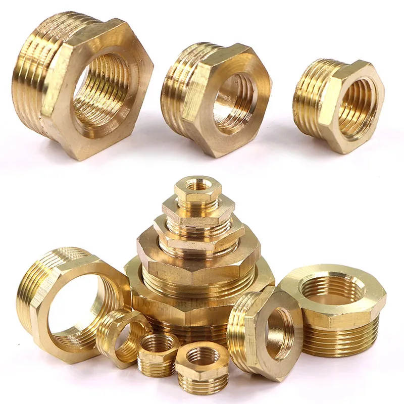 Brass Pipe Fitting Joint Male to Female Thread Reducing Hex Bushing 1/8 to 1 Inch for Fuel Water Gas
