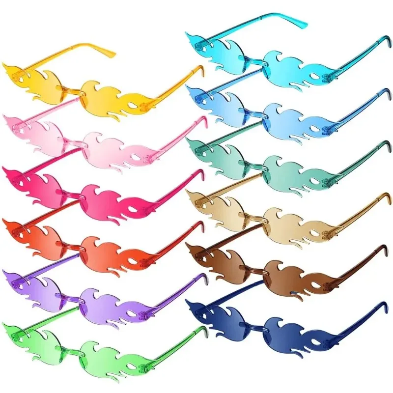 Gafas de sol Fire Flame para mujer, gafas de sol sin montura de diseñador, gafas de sol de moda UV400, gafas de fiesta de color caramelo