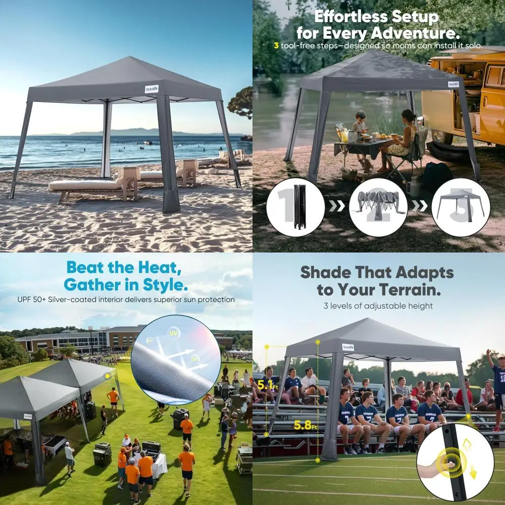 

Portable Lightweight 10x10 Canopy Tent for Outdoor Events, Beach, and Sports with Sun Protection and Easy Setup