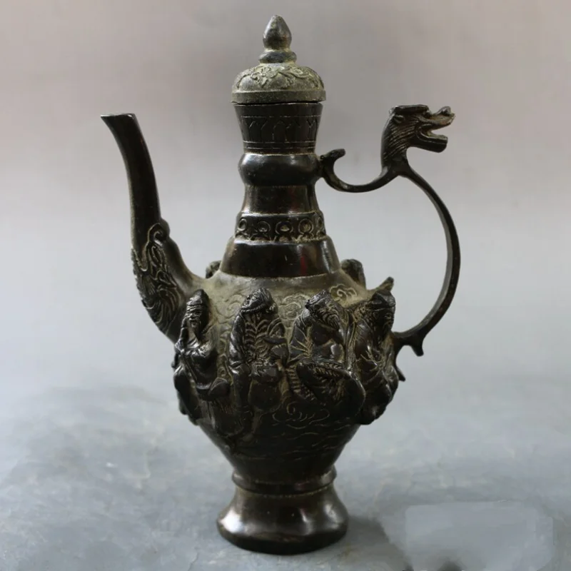 Collectible Vintage Wine - Vintage Chinese Bronze Teapot Qianlong Style