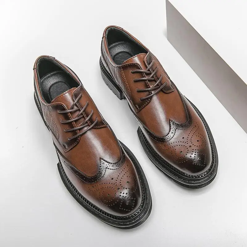 British business dress shoes men's two-layer leather formal social Oxford shoes classic men's shoes