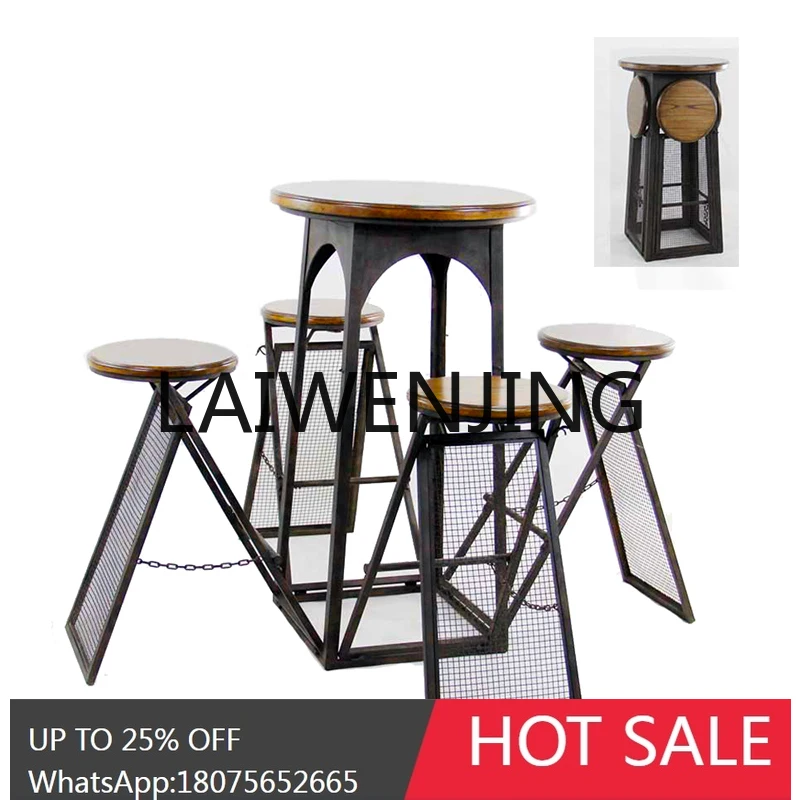 RWJ Foldable Integrated Table Creative High Stool Bar Coffee