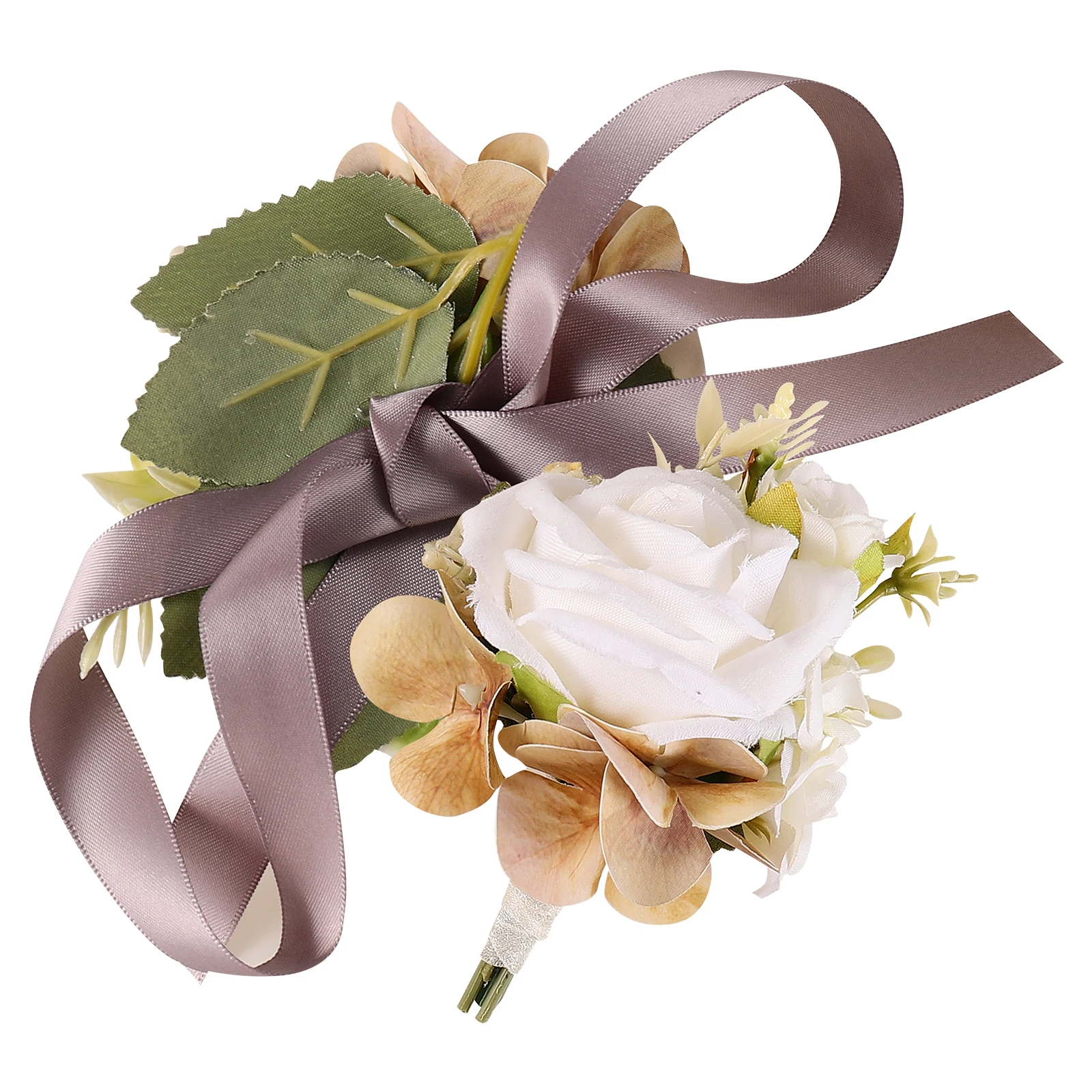 

Artificial Flower Corsage Wristb Boutonniere Set White Wedding Party Flowers Bridal Bracelet Ribbon Wristlet Practical Chic