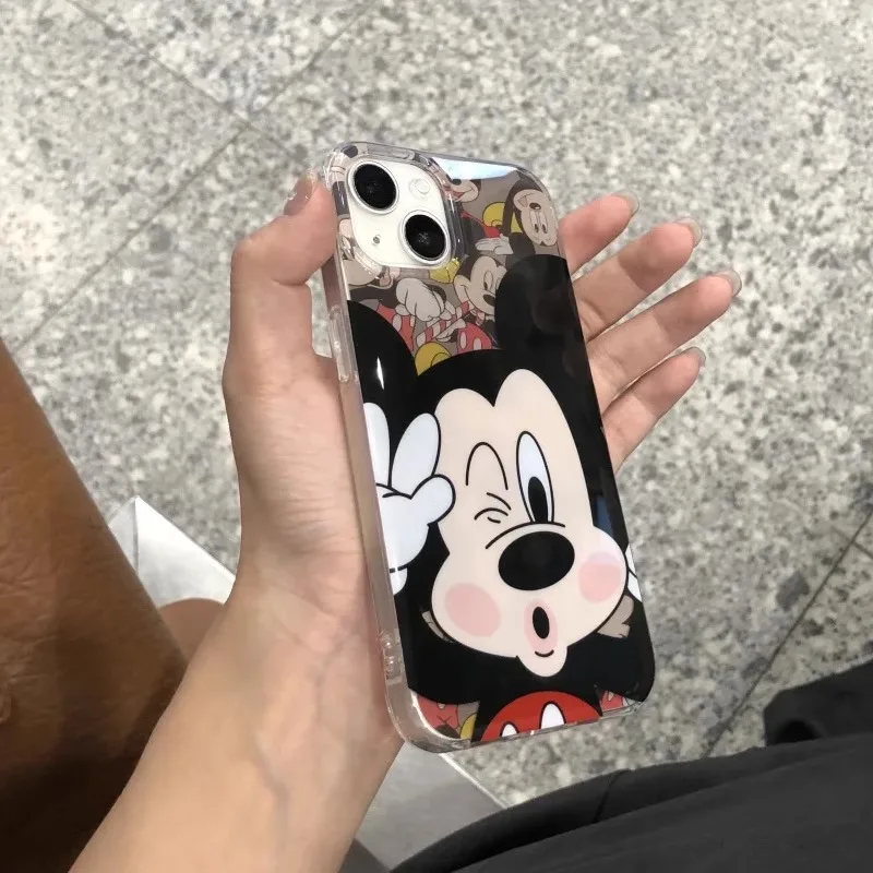 Funda de teléfono de Mickey para parejas de Anime Kawaii para Iphone 16 15 14 13 12 Pro Max Plus Minnie, carcasa suave transparente todo incluido