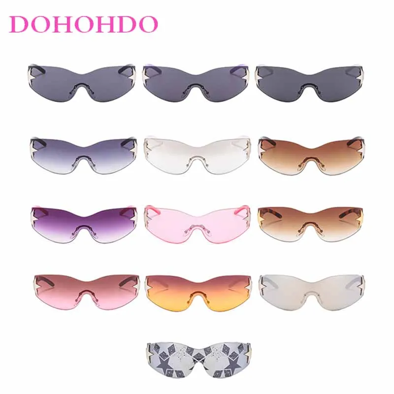 

Fashion Y2K Steampunk Rimless One Piece Wrapped Type Sunglasses Women Men Luxury Brand Designer Outdoors Sports Sunglasses UV400