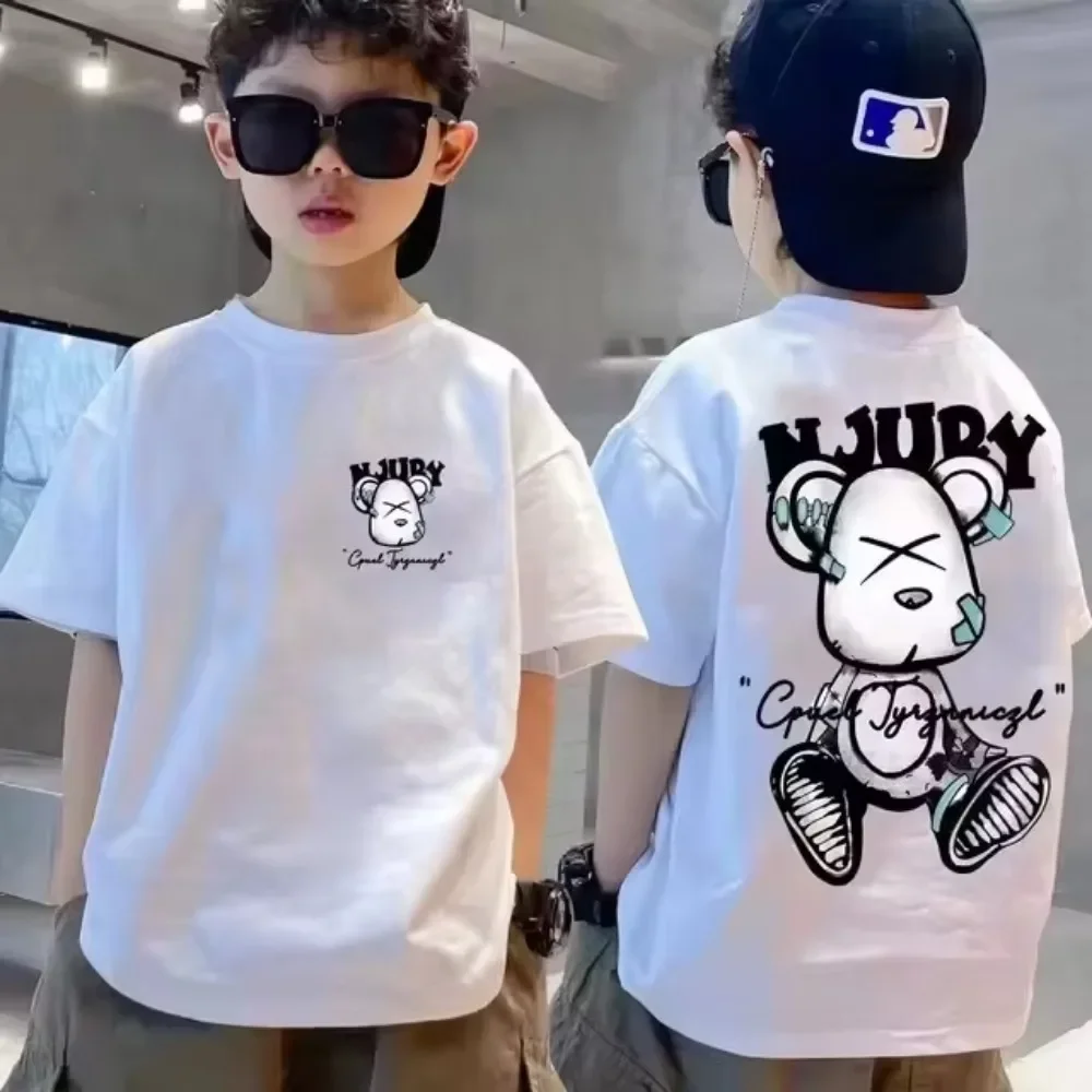 Último modelo de Nickelodeon - Camiseta de manga corta 100% algodón puro para niños. Tops suaves de verano de color liso para niños y niñas.