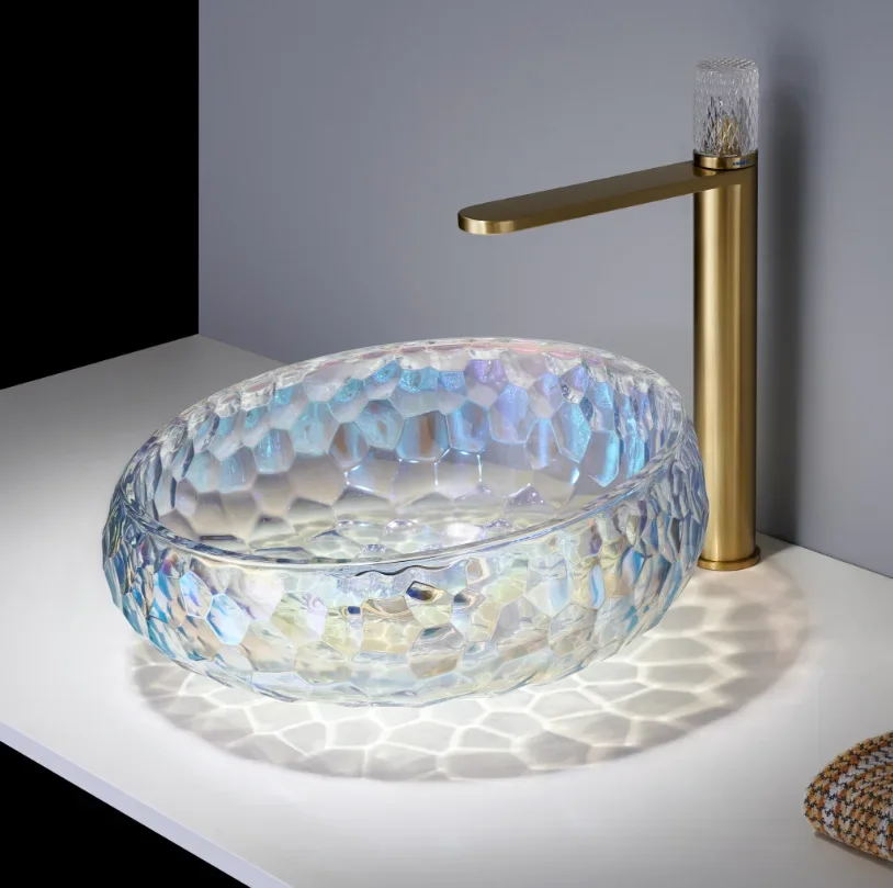 Crystal Glass Washbasin Top Basin Hotel Famous Art Basin Bathroom Bathroom Bathroom Cabinet Washbasin Basin