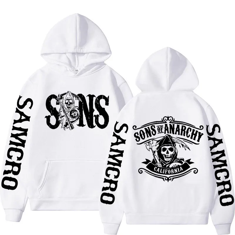 Sons of Anarchy Double Sided Graphic Hoodie Men Women Hip Hop Cool Pullover Sweatshirt Man Retro Oversized Hooded Y2k Streetwear