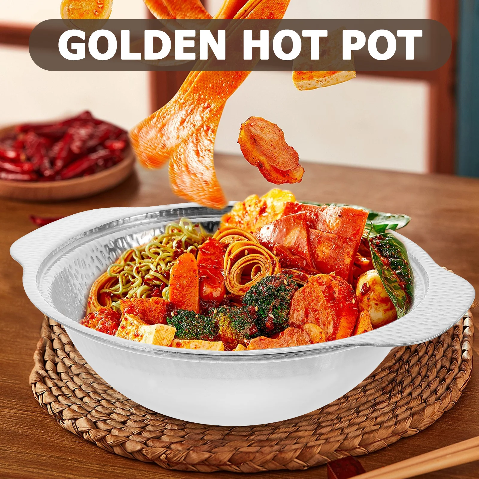 

Stainless Steel Sukiyaki Hot Japanese Style Household Soup With Handles Rust Resistant High Temperature Cooking Pot Seafood