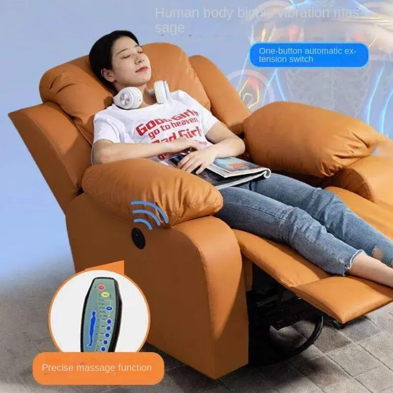 Fabric Space Capsule Massage Recliner Chair Multi Function Single Lounge Seat For Home Gaming Use