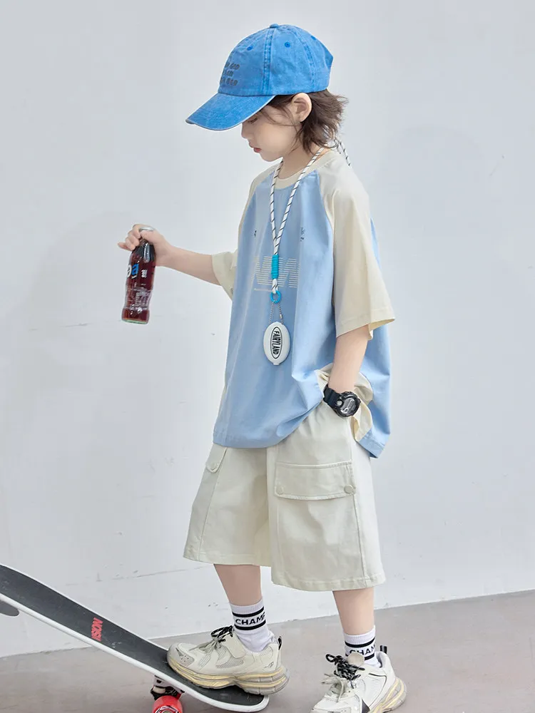Boys Summer Sport Short Sleeve Two-Piece Set Casual Breathable Quick Dry Moisture Wicking Cool Feeling Children's Clothing