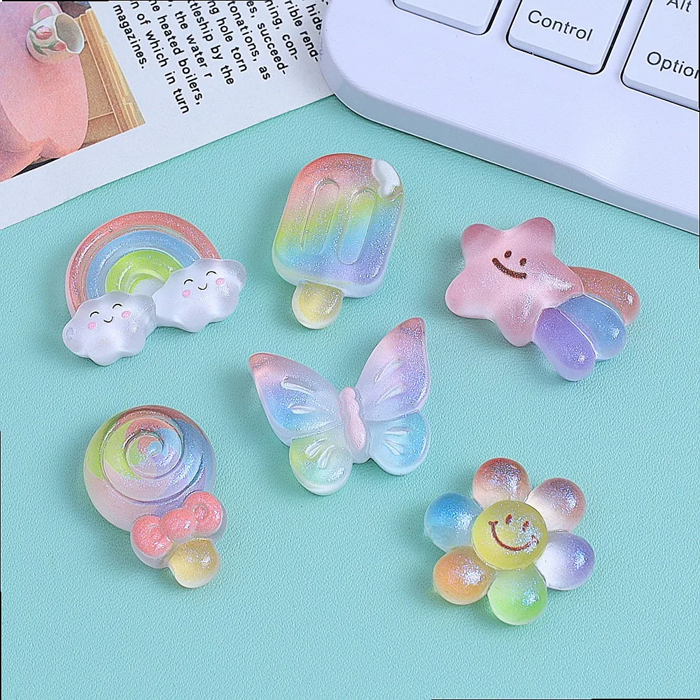 100pcs Kawaii Resin Mini Flower Flatback DIY Accessories for Phone Case Hairpin Keychain Scrapbook Jewelry Decor