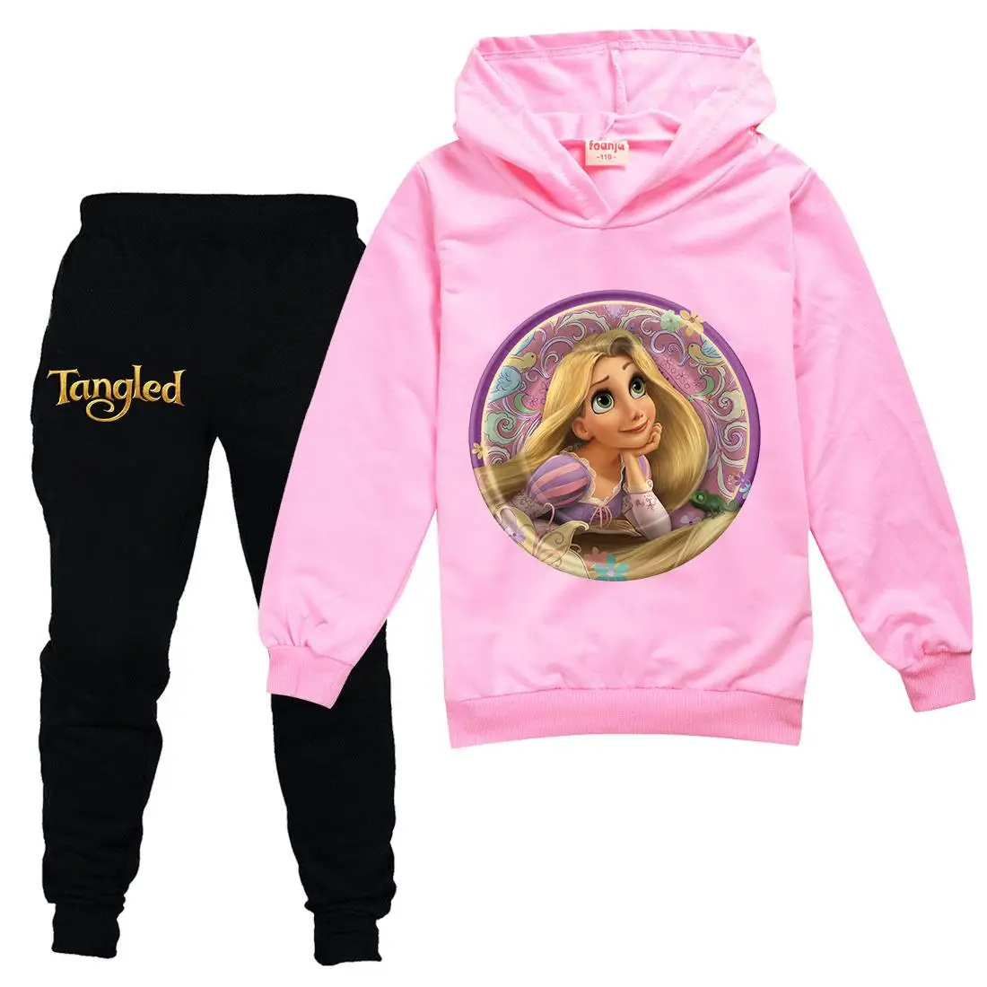 Tangled Rapunzel Princess Kids Clothing Sets Suit Boys Girls Tracksuits Kids Sport Suits Stich Hoodies Teen Tops Pants 2Pcs Set