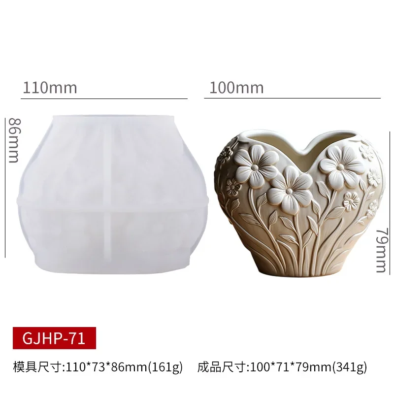 1 unidad, Nuevo modelo 2026, Molde de silicona avanzado con forma de corazón y flor para jarrón, para fundición de resina epoxi DIY, manualidades, decoración del hogar, fácil desmolde