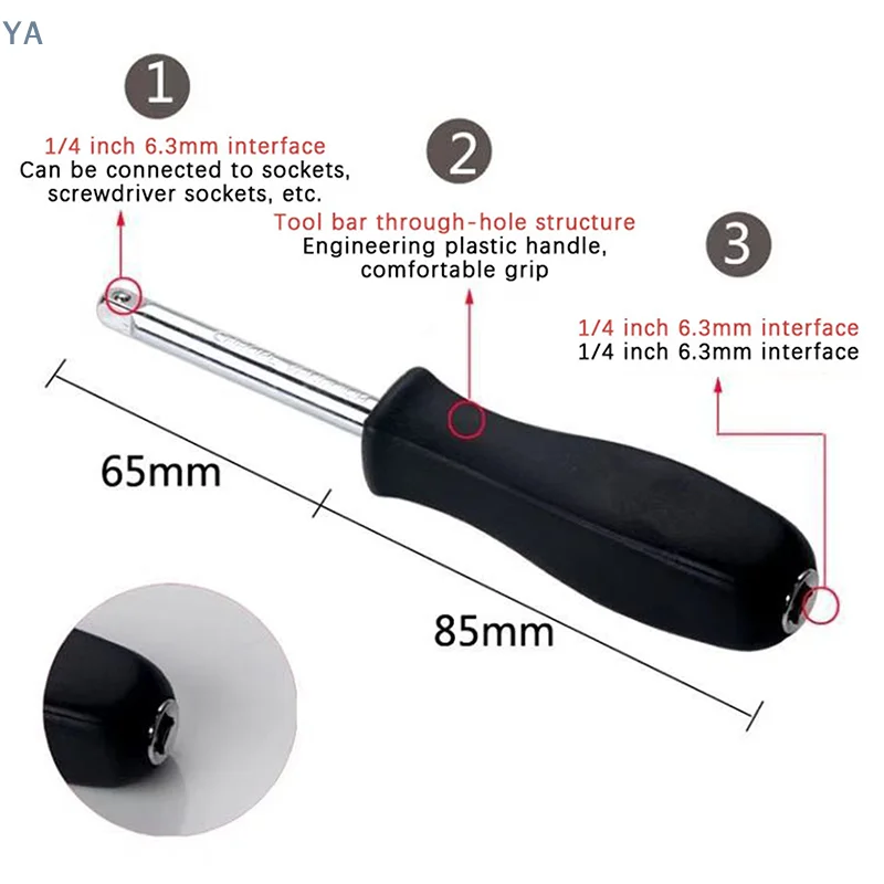 【TL】150 MM 1/4-Inch Female Square Drive Handle Socket Wrench For Small Flying Ratchet Wrenches Slide Rod AD Connectors