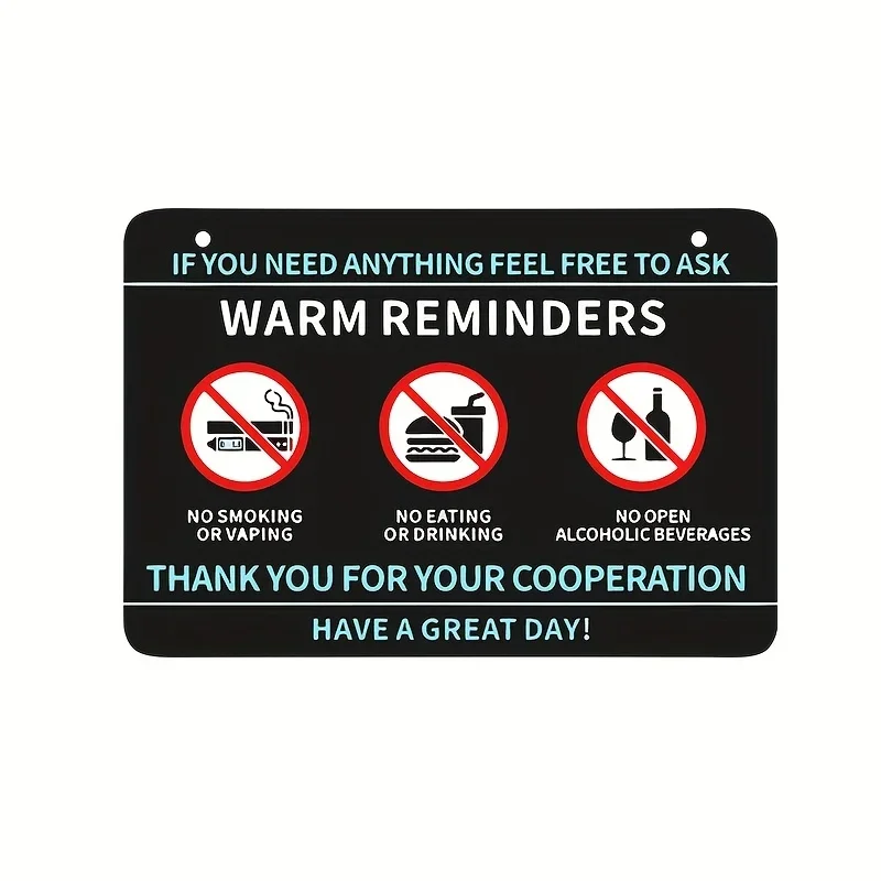 1PC No Smoking No Eating No Drinking Warm Reminder Vinyl Sticker, Taxi Ride Hailing Decal for Car Window Auto DIY Decor