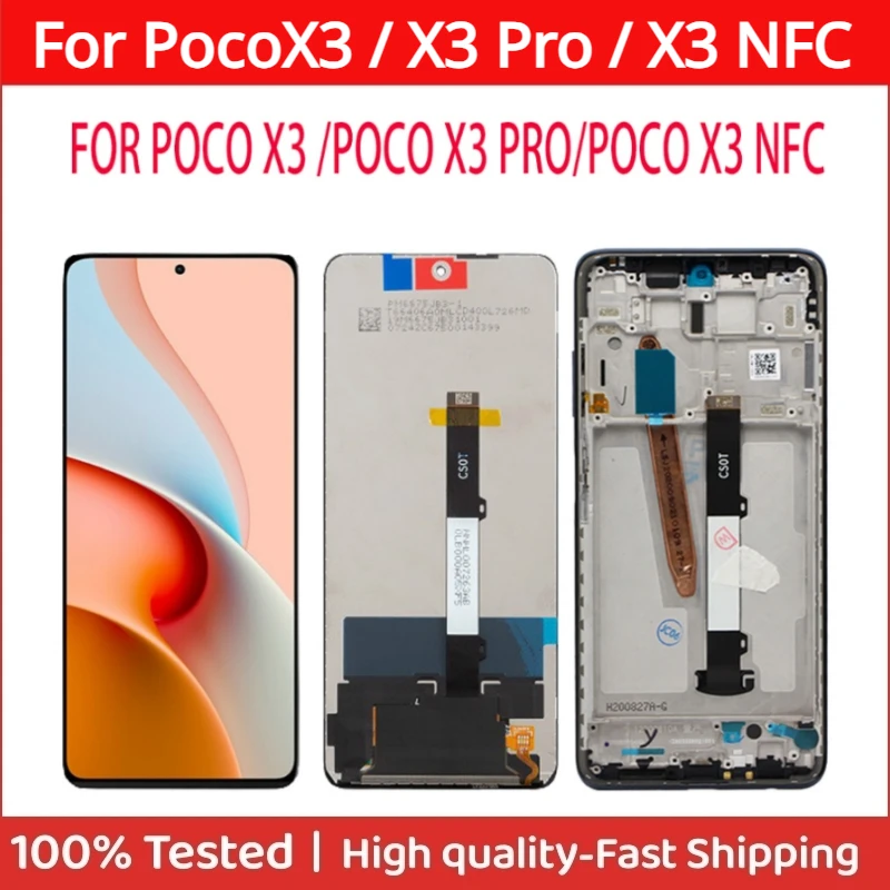 

ЖК-дисплей IPS для Poco X3 Pro M2102J20SG M2102J20SI MZB07Z0IN M2007J20CI, сенсорный дигитайзер в сборе