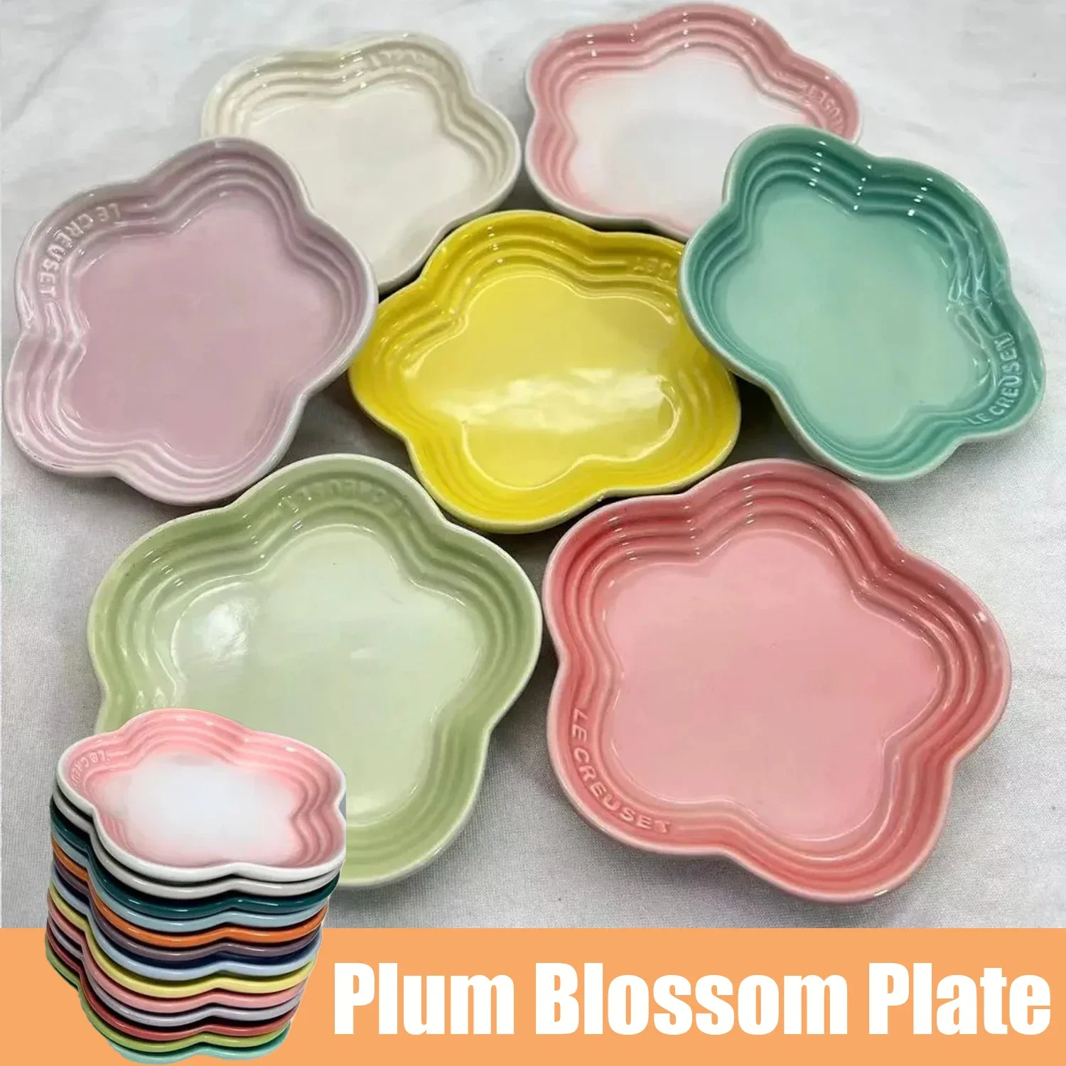 

Plum Blossom Small Plate 14cm/5.5inch Sauce Plates French Cool Color Cake Dish Gradual Spit Bone Dishs Tableware Ceramic Dessert