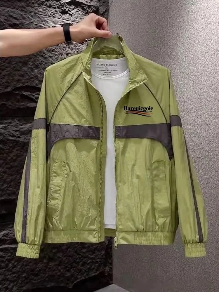 

Новинка 2025, мужская одежда Jaet, модная цветная блузка с воротником-стойкой, уличная молодежная солнцезащитная одежда, подставка для одежды, длинная Sve Zi...